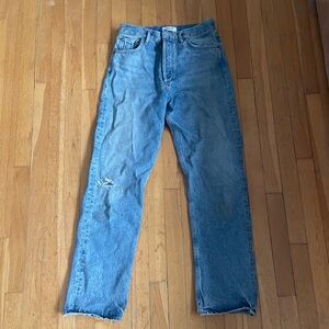 Agolde high rise, straight leg, minimal distressed jeans